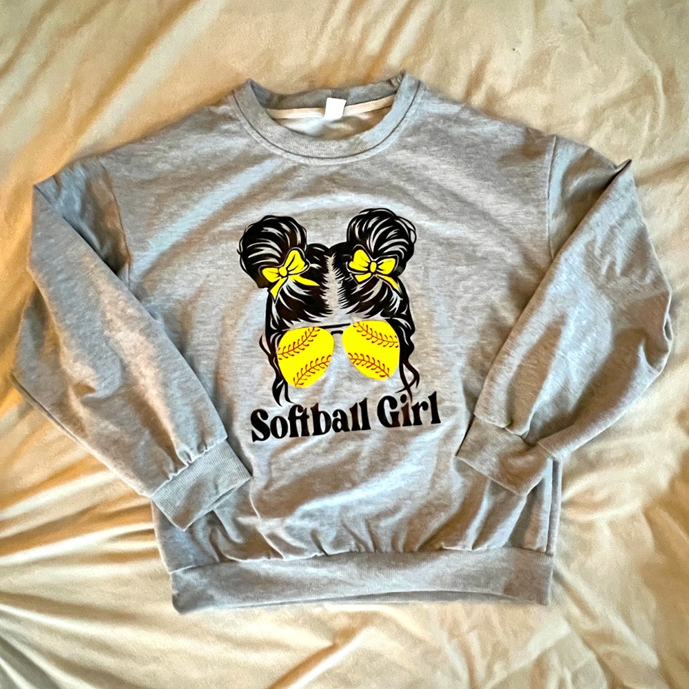 Gray Softball Girl Sweatshirt